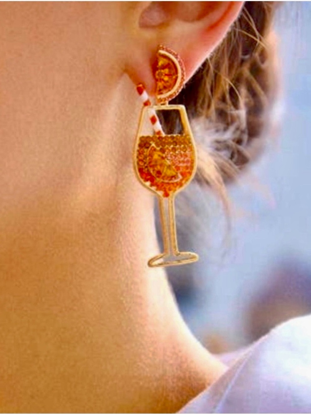 BaubleBar “Aperol of My Eye” Cocktail Statement Earrings NWT 🍹